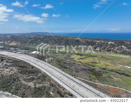Aerial view of highway interchange and junction, San Diego Freeway interstate 5 Aerial view of highway interchange and junction, San Diego Freeway interstate 5 93022817