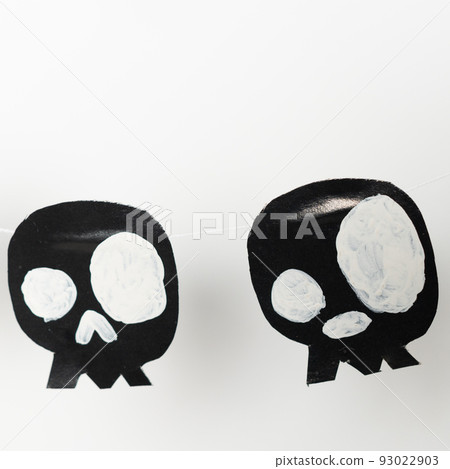 Bats and skulls black on white background, place to write greeting. Bats and skulls black on white background, place to write greeting. 93022903