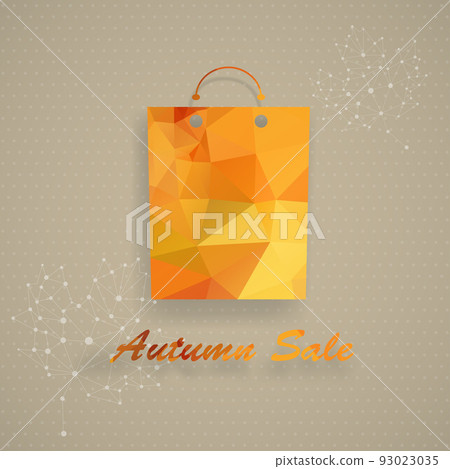 Autumn sale shopping bag in low-poly triangular style Autumn sale shopping bag in low-poly triangular style 93023035