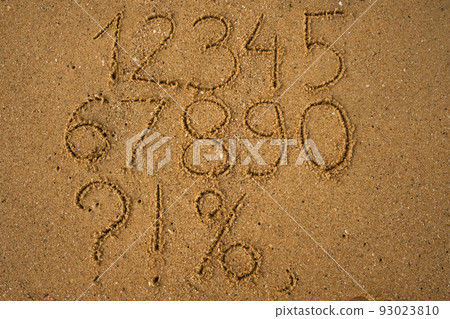 Numbers one to ten written on a sandy beach. Numbers one to ten written on a sandy beach. 93023810