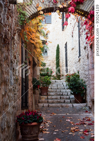 Stone alley in the village of Saint Paul de Vence on the French Riviera Stone alley in the village of Saint Paul de Vence on the French Riviera 93024189