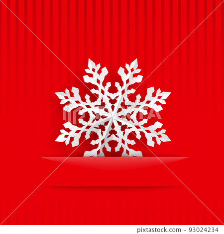 Christmas background with big paper snowflake 93024234