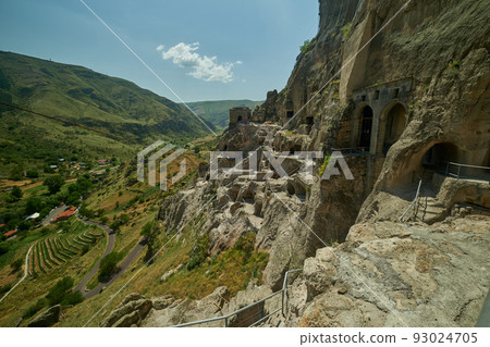 Vardzia cave monastery site in southern Georgia excavated from the slopes of the Erusheti Mountain on the left bank of the Kura River daylight view 93024705
