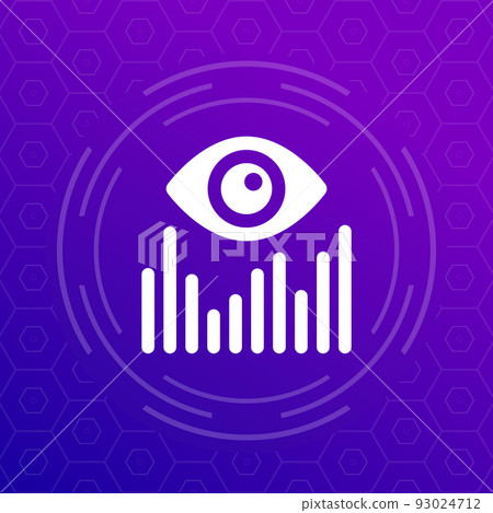 Views analytics icon, eye and graph vector 93024712