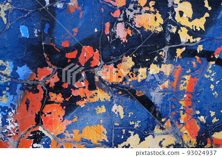 Colorful wall background with damaged paints of blue Colorful wall background with damaged paints of blue 93024937