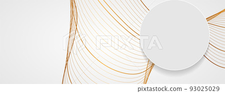 Golden shiny wavy lines and grey circle abstract background Golden shiny wavy lines and grey circle abstract background 93025029