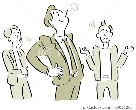 A businessman who has trouble dealing with a one-man temperament male colleague 93025203