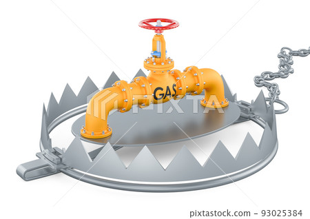 Gas pipeline inside bear trap 3D rendering Gas pipeline inside bear trap 3D rendering 93025384