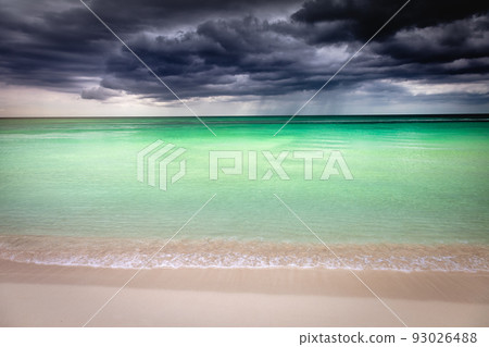 Dramatic sky over caribbean beach, Negril Seven Mile Beach, Jamaica Dramatic sky over caribbean beach, Negril Seven Mile Beach, Jamaica 93026488