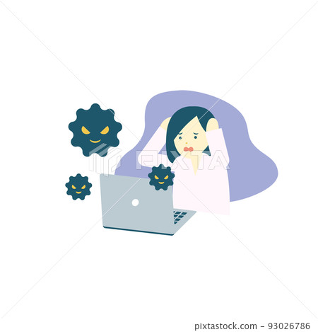 當她的電腦感染病毒時震驚的女人 93026786