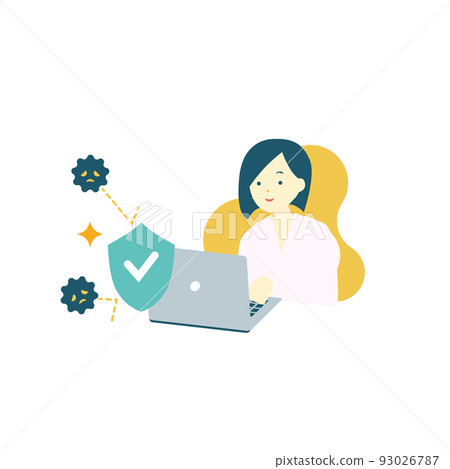 使用帶有防病毒軟件的計算機的女性 93026787