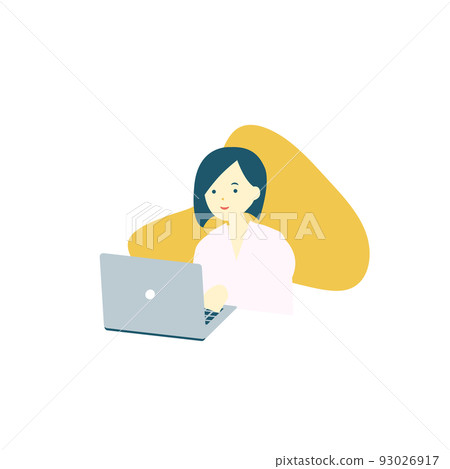 一個快樂地操作筆記本電腦的女人 93026917