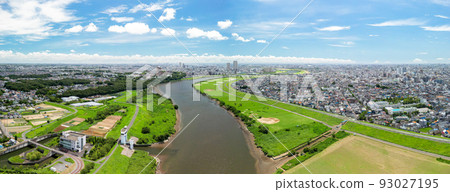 Aerial view "Chiba Prefecture" View downstream from the vicinity of Yagiri on the Edo River Aerial view "Chiba Prefecture" View downstream from the vicinity of Yagiri on the Edo River 93027195