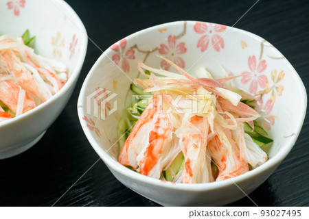 Refreshing vinegared dish in summer. Crab meat and cucumber with vinegared myoga sauce. 93027495