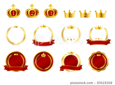 使用皇冠、月桂花環、絲帶等的插圖素材。 93028308