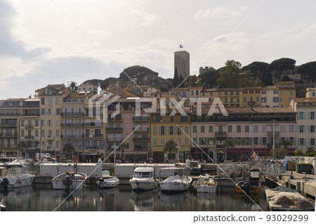 View of the harbour of Cannes, France during the day View of the harbour of Cannes, France during the day 93029299
