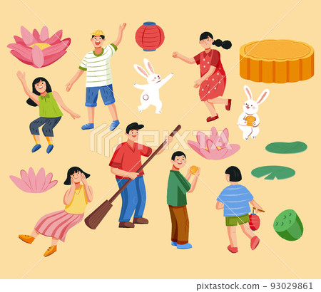 Mid Autumn Festival elements set 93029861