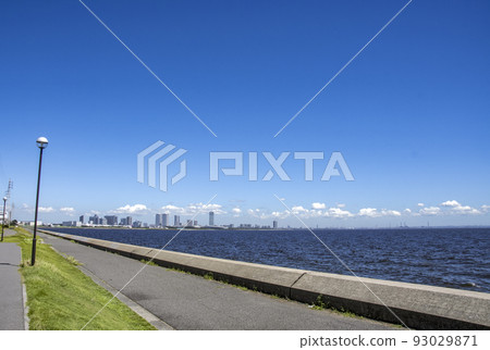 Narashino: A distant view of the Makuhari Shintoshin buildings seen from Akanehama Ryokuchi 93029871