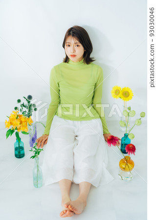 Flower and young woman Flower and young woman 93030046