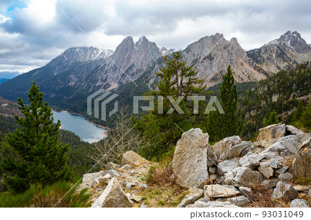 Views of Los Encantada two peaks over Sant Maurici lake, Spain Views of Los Encantada two peaks over Sant Maurici lake, Spain 93031049
