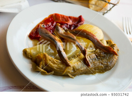 Spanish dish Escalivada con anchoas 93031742