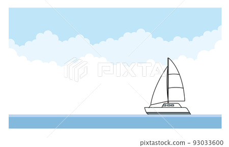 海和遊艇的插圖素材。 93033600