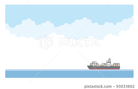 海和集裝箱船的插圖素材。 93033602