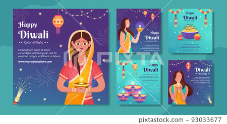 Indian Celebrating Diwali Day Social Media Post Template Hand Drawn Cartoon Flat Illustration Indian Celebrating Diwali Day Social Media Post Template Hand Drawn Cartoon Flat Illustration 93033677