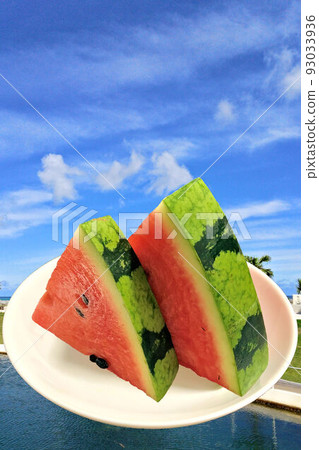 夏天藍天和西瓜 夏天藍天和西瓜 93033936