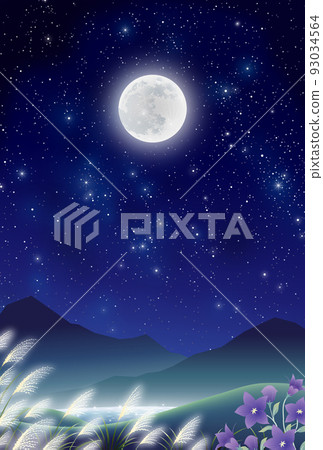 Mid-Autumn Moon, Juugoya, Kikyo, Pampas grass, Field 93034564