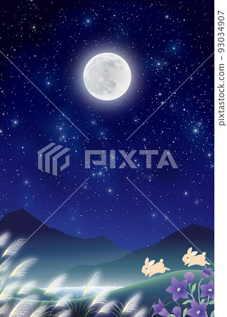 Mid-Autumn Moon Full Moon Moon Viewing Rabbit Couple 93034907