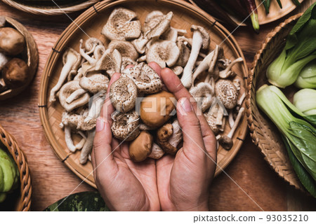 Fresh organic vegetables and edible mushroom from local farmer market 93035210