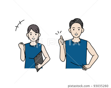 做一個膽量姿勢體育教練教練男性和女性插圖 做一個膽量姿勢體育教練教練男性和女性插圖 93035260