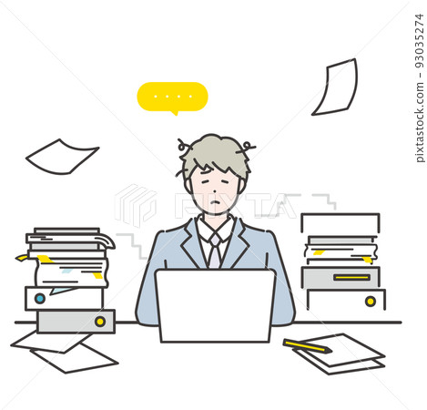 Illustration material of a busy businessman Paperless work that has not progressed 93035274