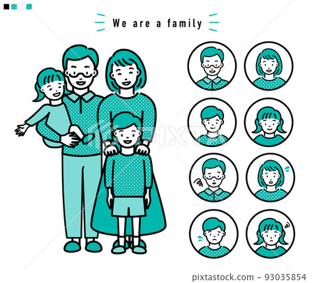 Parenting family and facial expression icon set_turquoise blue 93035854