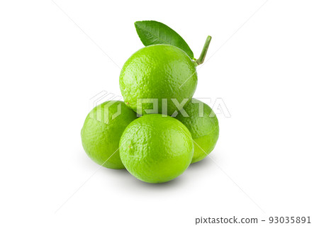 Whole and sliced limes, Sour green fruit isolated on alpha background. Whole and sliced limes, Sour green fruit isolated on alpha background. 93035891