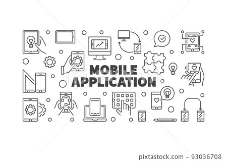 Mobile Application vector concept simple banner Mobile Application vector concept simple banner 93036708