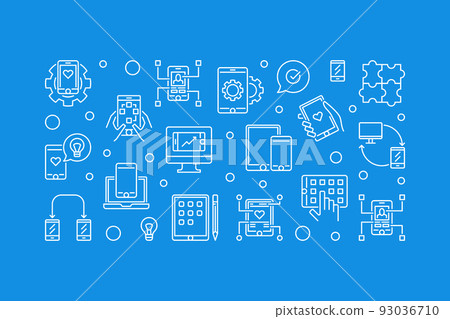 App Development vector horizontal illustration in line style App Development vector horizontal illustration in line style 93036710