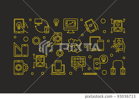 Vector illustration made with smartphone outline icons Vector illustration made with smartphone outline icons 93036713