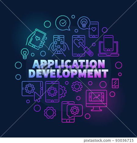 Application Development vector round line colorful illustration Application Development vector round line colorful illustration 93036715