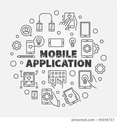 Mobile Application vector round outline illustration Mobile Application vector round outline illustration 93036717