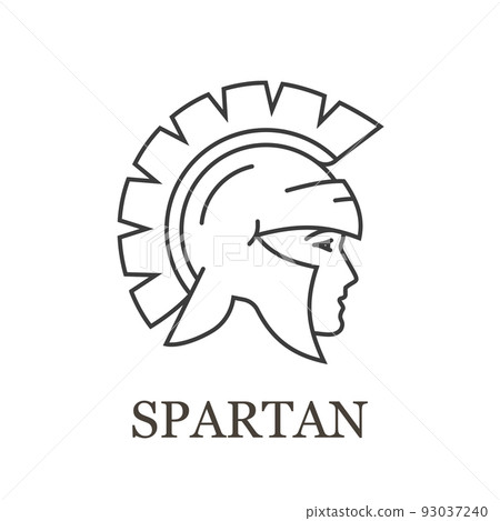 Spartan helmet line icon on white background. Editable stroke. Spartan helmet line icon on white background. Editable stroke. 93037240