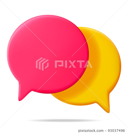 3D Red and Yellow Blank Speech Bubble 93037496