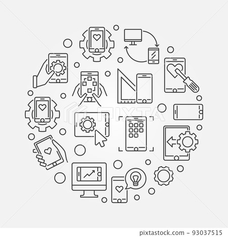 Mobile App Development vector round concept illustration 93037515