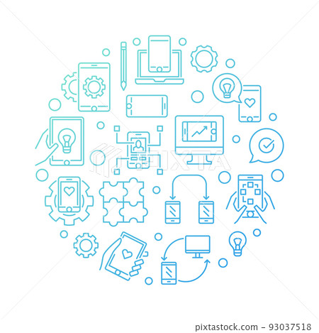 App Development vector round blue concept outline illustration App Development vector round blue concept outline illustration 93037518