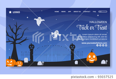 Halloween Night Party Social Media Landing Page Template Hand Drawn Cartoon Flat Illustration Halloween Night Party Social Media Landing Page Template Hand Drawn Cartoon Flat Illustration 93037525
