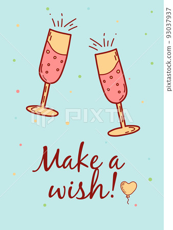 Happy birthday greeting card and party invitation templates. Flat vector illustration in hand drawn style Happy birthday greeting card and party invitation templates. Flat vector illustration in hand drawn style 93037937