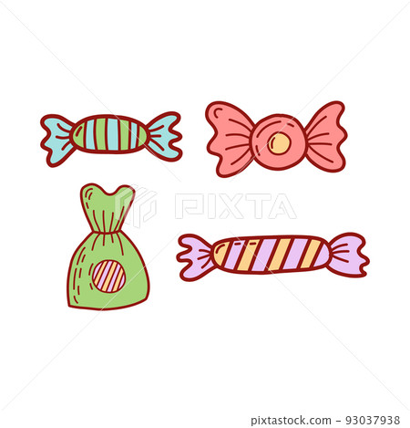 Set of hand drawn candies. Flat vector illustration 93037938