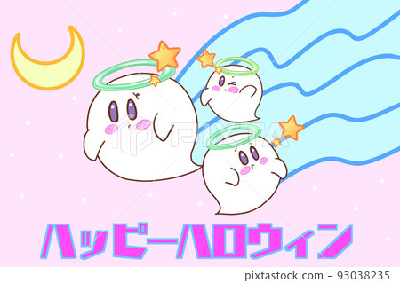 Ghost illustration drawn in pastel colors 93038235