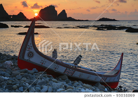 拼板舟 日出 東清灣 蘭嶼 台東 台灣 93038869